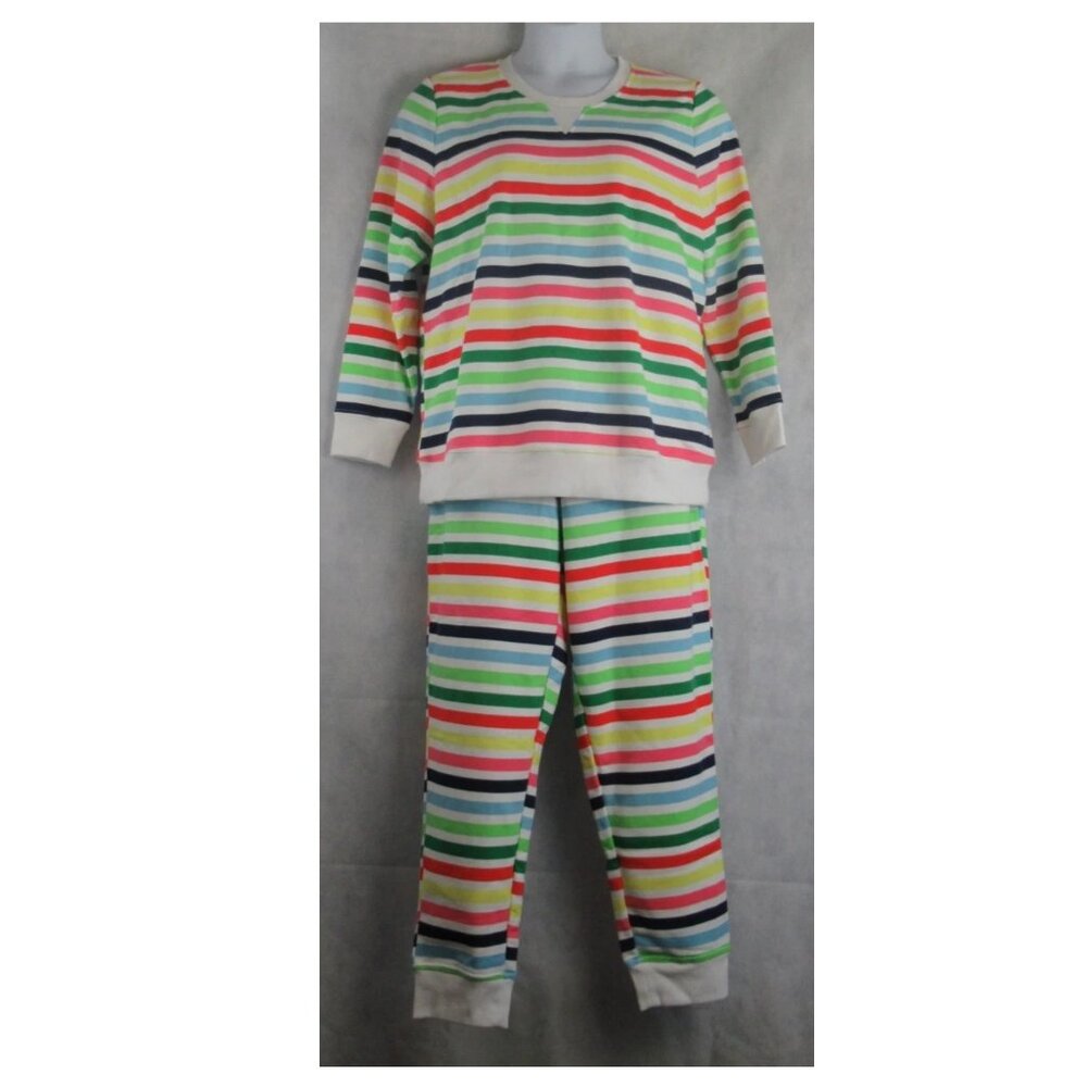 Charter Club Women's 2-PIece Lounge Fleece Pajama Set, Multicolor Stripe, XL